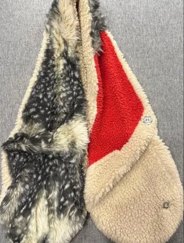 ANOUCK 머플러 빨간색 크림 그레이