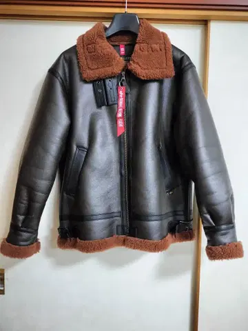 ALPHA INDUSTRIES B-3 브라운 L 사이즈 인조 가죽