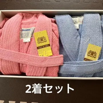 [미사용품] 레트로 ROBE 목욕 가운 핑크 블루 세트 M 사이즈