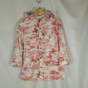 GLOBAL WORK 후드 부착 올 패턴 7부 소매 셔츠 XL B4067