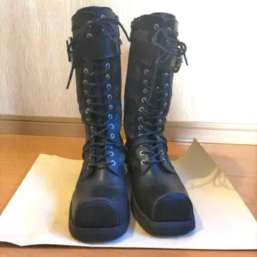 YOSUKE 가죽 밀리터리 부츠 블랙