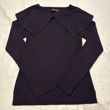 LOUNIE 긴팔 리브 니트 빅 칼라 네이비 1202