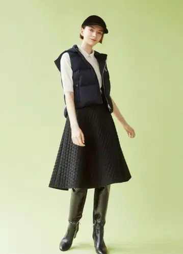 FOXEY 퀼팅 스커트 크로스 플레어 블랙 블랙 42