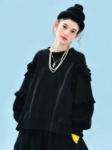 여성용 심플 겨울 상의 프릴 장식 데이트 최적 외출 코디