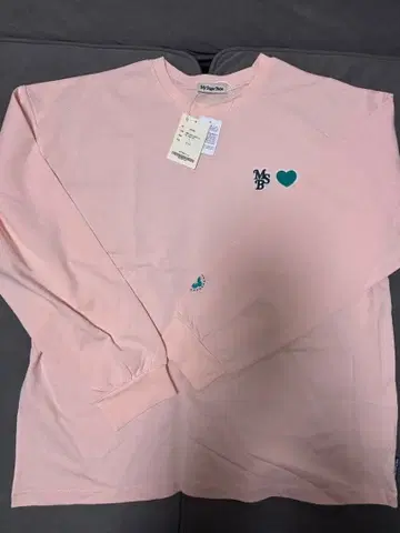 My Sugar Babe MSB 하트 패치 롱 티셔츠 L 사이즈 핑크