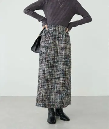 natural couture MIX 트위드 하이웨스트 타이트 스커트