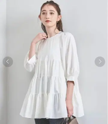 UNITED ARROWS 티어드 튜닉 블라우스 화이트