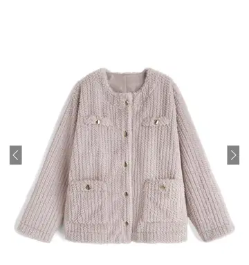 GRL 노카라 스트라이프 퍼 자켓