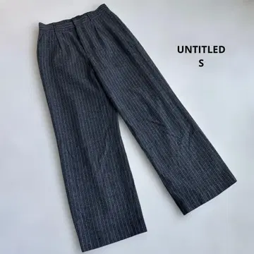 [ S ] 언타이틀 울 와이드 팬츠 스트라이프 그레이 울 턱 와이드