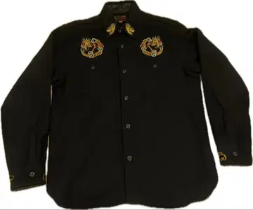 테일러 동양 수베니어 울 셔츠 L 드래곤 용 자수 일본제