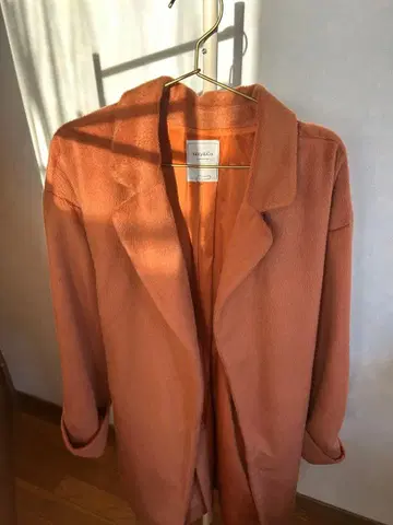 샤기 코트 허리 리본 포함