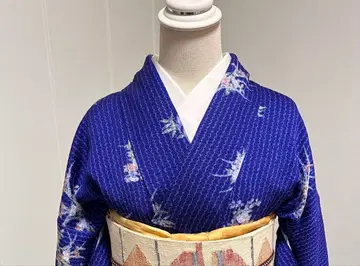청색 버들 짜임 코몬 기모노