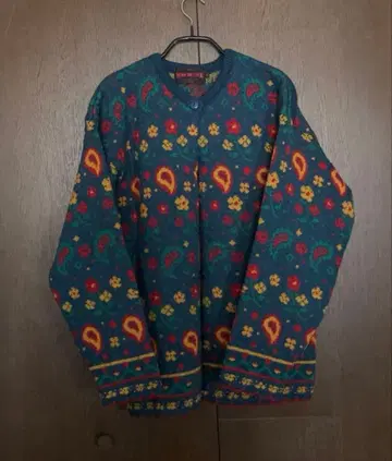 잉글랜드 WINCHESTER 제조 꽃, 페이즐리 무늬 니트 가디건