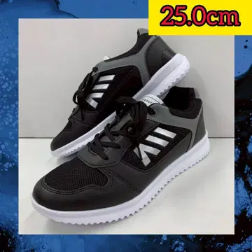 25.0cm 새상품 남성용 경량 컬러슈즈 화려한 스니커즈 블랙