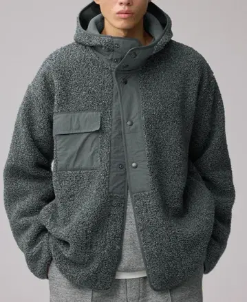 GU ENGINEERED GARMENTS 보아 플리스 스냅 후드티