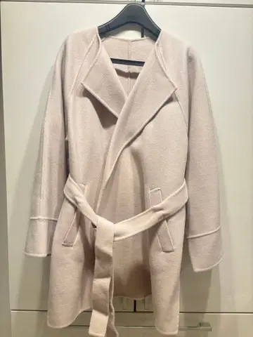 하프 코트 허리 벨트 포함 얇은 소재 안감 없음