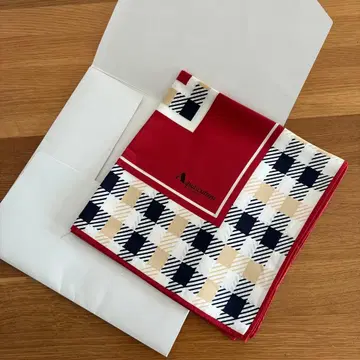 새상품 Aquascutum 실크 100% 대형 스카프 체크 무늬 빨간색