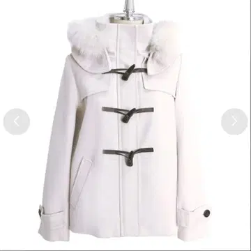 옥스퍼 숏 더플 코트 라이트 그레이 에크루 하이넥