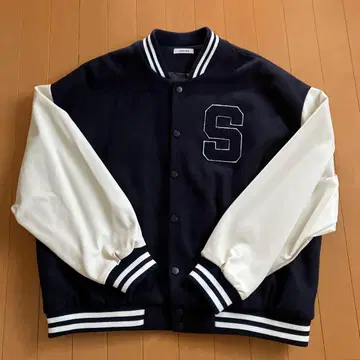 네이비/화이트 바시티 자켓 S 자수