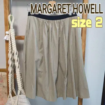 플레어 스커트 갈색 무릎 기장 브라운 M 2 코튼 마가렛호웰