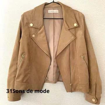 31Sons de mode 베이지 라이더 자켓 스웨이드