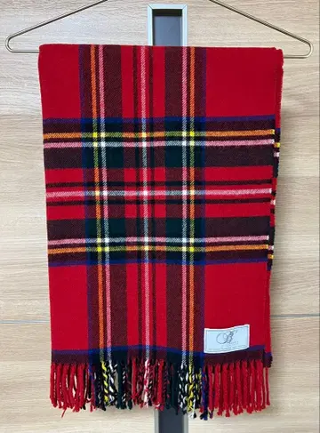 BRONTE 대형 스톨 타탄 체크 레드