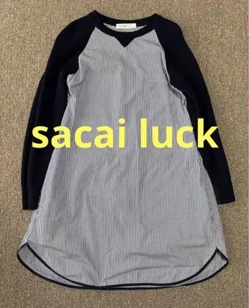 sacai luck 이소재 믹스 다크 네이비 원피스