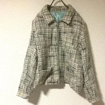 트위드 집업 자켓 화이트 계열