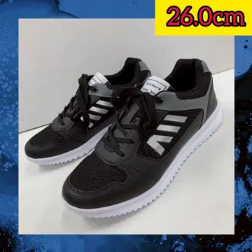 26.0cm 새상품 남성용 경량 컬러 슈즈 화려한 스니커즈 블랙