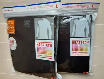 유니클로 울트라 웜 히트텍 코튼 크루넥 블랙 L 2매 세트