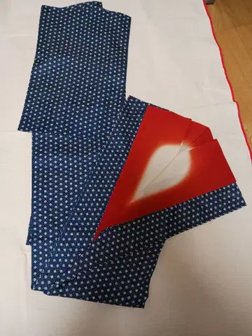 코몬 워셔블 기모노 동레실룩 컬러풀 미니 꽃무늬 파랑