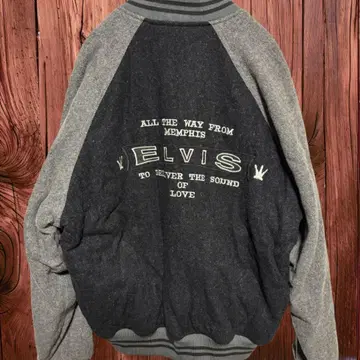 ELVIS PRESLEY 바시티 자켓 L 자수 아메카지 구제 의류 음악