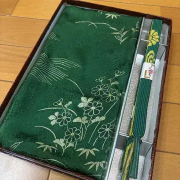 그린 컬러 꽃무늬 오비아게 허리띠 세트