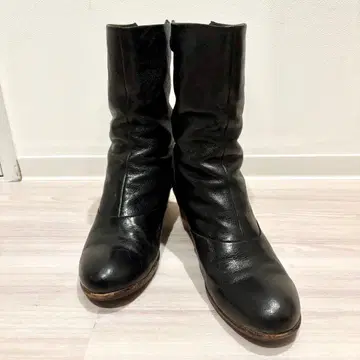 SAYA/사야 가죽 숏부츠 블랙 22.5cm 일본제