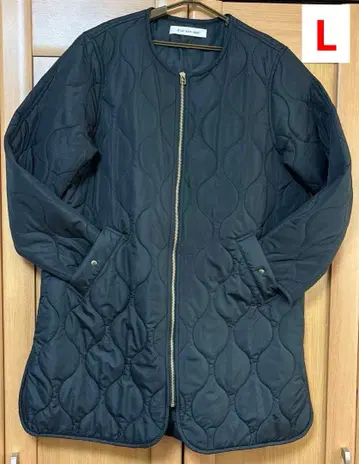 충전솜 퀼트 롱 코트 여성용 L 블랙