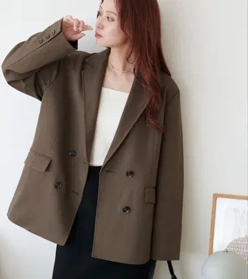 DISCOAT 더블 브레스트 테일러드 자켓 L 사이즈 브라운