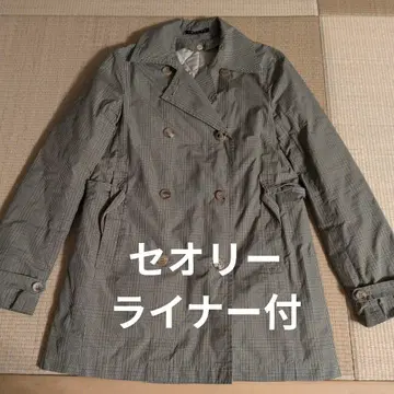 theory 체크 무늬 트렌치코트