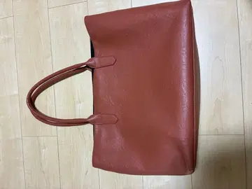 브라운 합성 피혁 토트백 빅