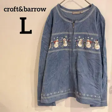 croft&barrow [ L ] 눈사람 자수 긴팔 가디건 플리스 소재