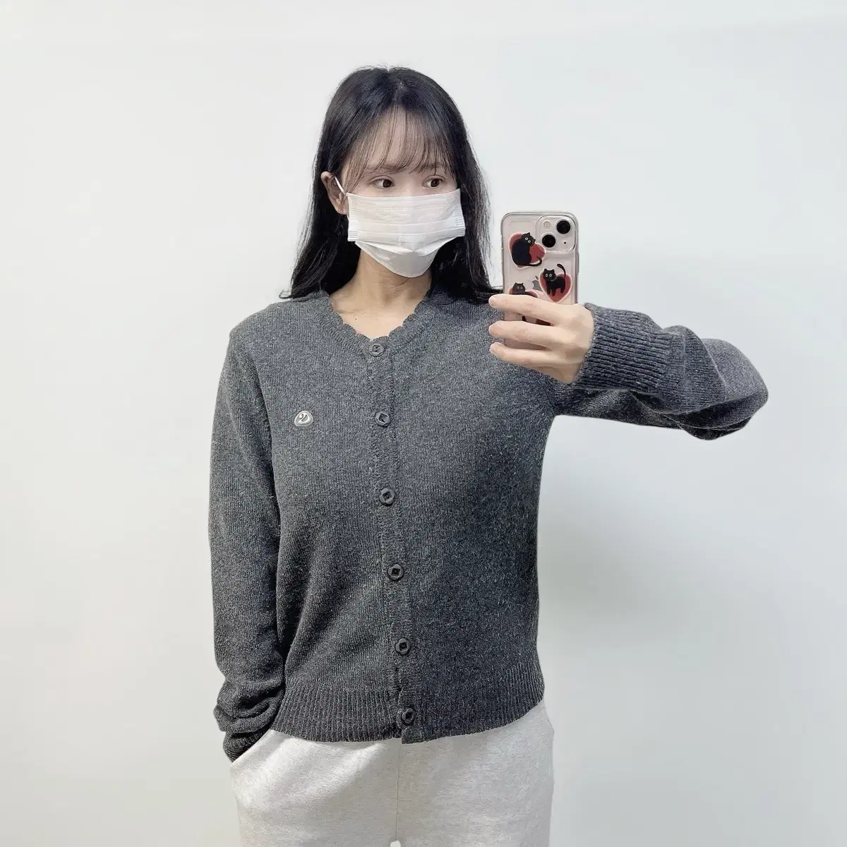 Koiseio Flower Button Cardigan Gray | Bunjang Global
