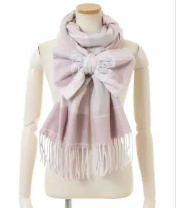 LIZ LISA 체크 리본 스톨 그레이 머플러