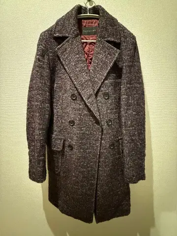 에스트네이션 더블 브레스트 트위드 코트