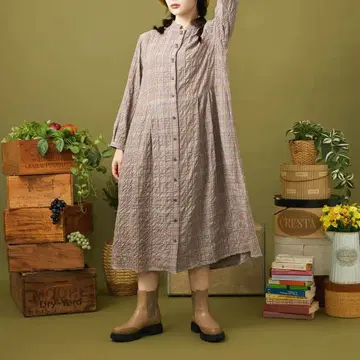 새상품급 2025AW 호코모모라 Mapa 체크 원피스 40