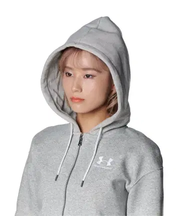 [새상품] UNDER ARMOUR 후드티 크롭 기장 풀 집업 그레이