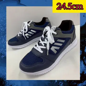 24.5cm 새상품 남성용 경량 컬러 슈즈 화려한 스니커즈 네이비