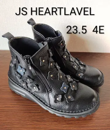 새상품급 JS하트라벨 꽃 모티브 컴포트 부츠 더블 지퍼 블랙