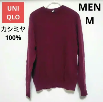 유니클로 캐시미어 100% 레드 남성용M 크루넥