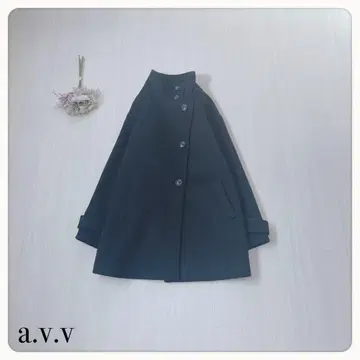 [캐시미어 혼방] a.v.v 스탠드 카라 울 코트 블랙 XS 새상품급
