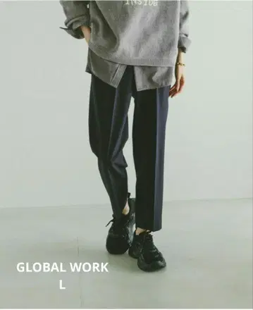 글로벌 워크 따뜻한 우츠쿠 실루엣 테이퍼드 팬츠 L