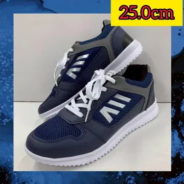 25.0cm 새상품 남성용 경량 컬러슈즈 화려한 스니커즈 네이비 컬러